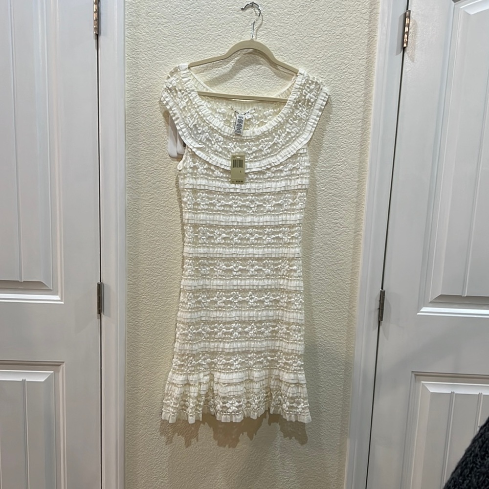 NWT. Max Studio Fitted Lace Dress with Flaired Hemline